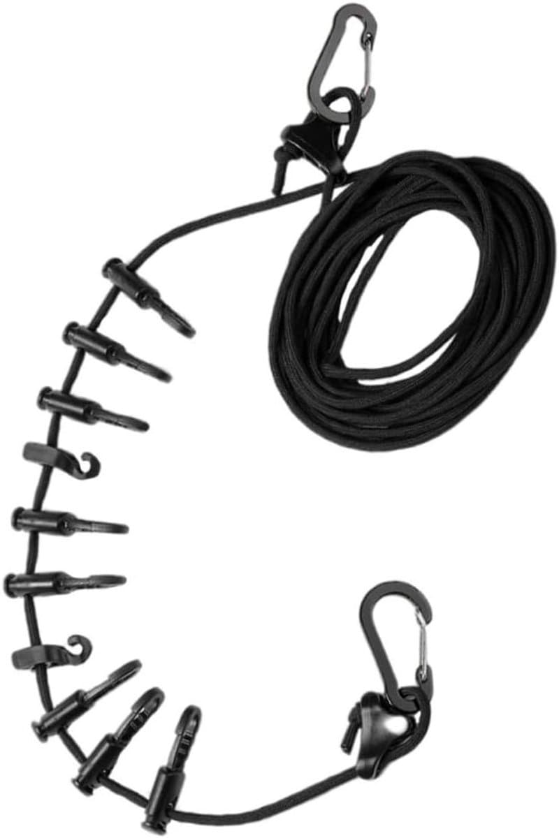 Kampeerwaslijn - Drogend touw - Kleding drogen - Niet-doorhangend ontwerp - 500 cm - Zwart — afbeelding 1