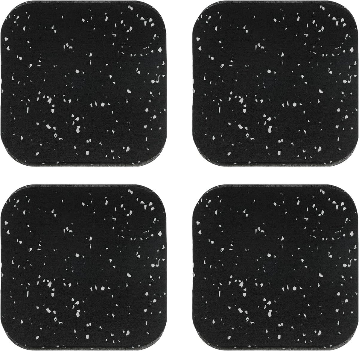 Schokabsorberende pads - 4 Stuks - Wasmachine trillingsdemper - Rubber - Geluidsisolerende mat voor wasmachine - Geluidsisolatiemat - Antislip - Beschermende loopbandmat - Voor wasmachines en fitnessapparatuur - 10x10x1cm - Zwart/Wit — afbeelding 1