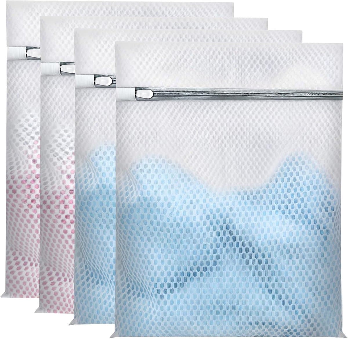 Waszakken - voor Ondergoed en Kleding - Reisetui Verdikte Honingraat Mesh Waszakken - Super Duurzaam met Rits - Beschermt Kleding in Wasmachine - Formaat 30x40 cm - Set van 4 Stuks — afbeelding 1