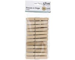 5five Wasknijpers - 96x stuks - hout - naturel - 9 cm - Was ophangen - Was knijpers