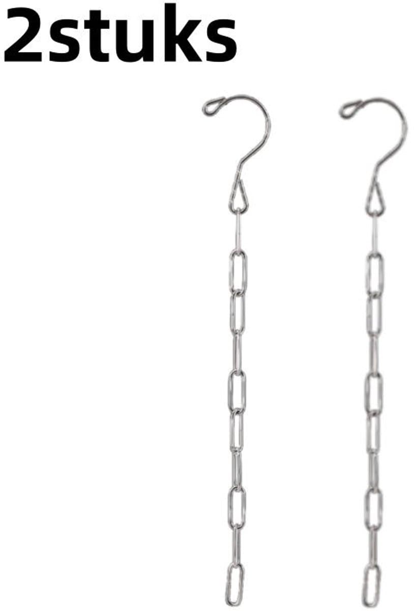 2-struks - Waslijn - kledinghangers - Lange lus waslijn - Dikke kledingketting - Roestvrij staal - Geschikt voor garderobekastopberging Multifunctionele kledinghaak - 50cm - Zilver — afbeelding 1