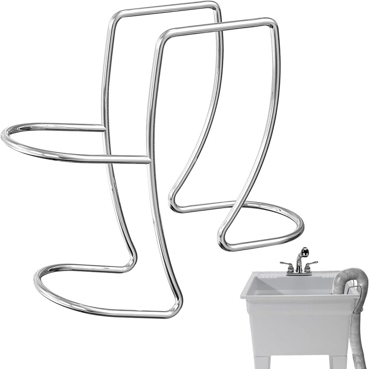 1 stuk - Houder voor afvoerslang wasmachine - verstelbare haak voor afvoerslang - roestvrij staal 304 slanggeleider clip voor wasbak - klem voor slang wasmachine - universele slangklem voor gootsteen - past op alle afvoerslangen — afbeelding 1