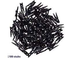 Knaak Mini Wasknijpers Zwart - Set van 100 Stuks - 2.5 cm - Houten Knijpers - Voor Decoratie & DIY