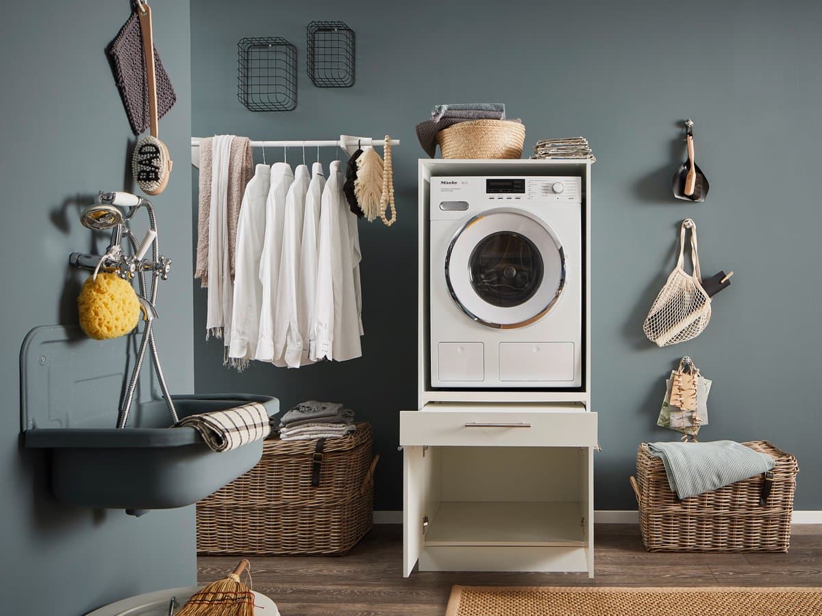 Wasmachine kast met verhoger - Wasmachine kast - Wasmachine ombouw meubel - Wit - Wasmachine ombouw kast - Hoogte 162 cm — afbeelding 1