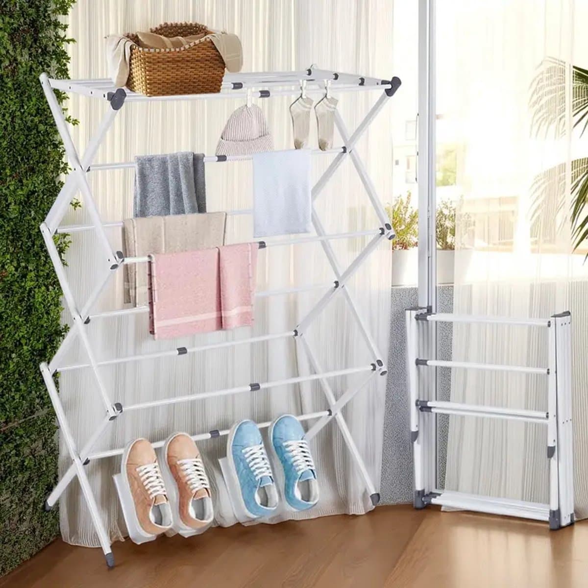 Opvouwbaar Droogrek – Duurzaam, Compact & Handig ,breedte 70 cm x diepte 40 cm x hoogte 100 cm — afbeelding 1