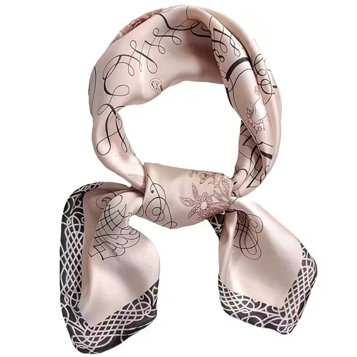 Sjaaltje - Scarf- Accessories - Dames- Bandana's- Halsdoek - Imitatie Zijde - Roos - Khaki — afbeelding 1