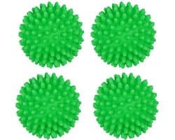4-stuks Droogballen - Wasdroogballen - Alternatief voor wasverzachter - Wasreinigingsballen - Voorkomt klitten - Verzacht en maakt kleding luchtig - Geschikt voor wasmachines en drogers thuis, op de campus, enz. - Groen