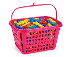 Plasticforte Knijpermandje - fel roze - 20 x 25 cm - kunststof - wasknijpertasje/knijperzak
