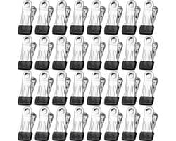 32x Zwarte Roestvrijstalen Wasknijpers - Zware Kledingclips voor Buiten en Binnen