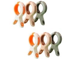 Set van 6 winddichte kledingclips - Klem - Plastic clips - Handdoekclips - Voor wassen en drogen - Plastic - Wit/Roze/Groen