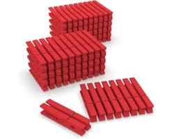 Houten Was Knijpers - Kledinghangers Klemmen - Knutselen Ophangen - Natuurlijk Materiaal - 7.5 Cm - Rood — afbeelding 1