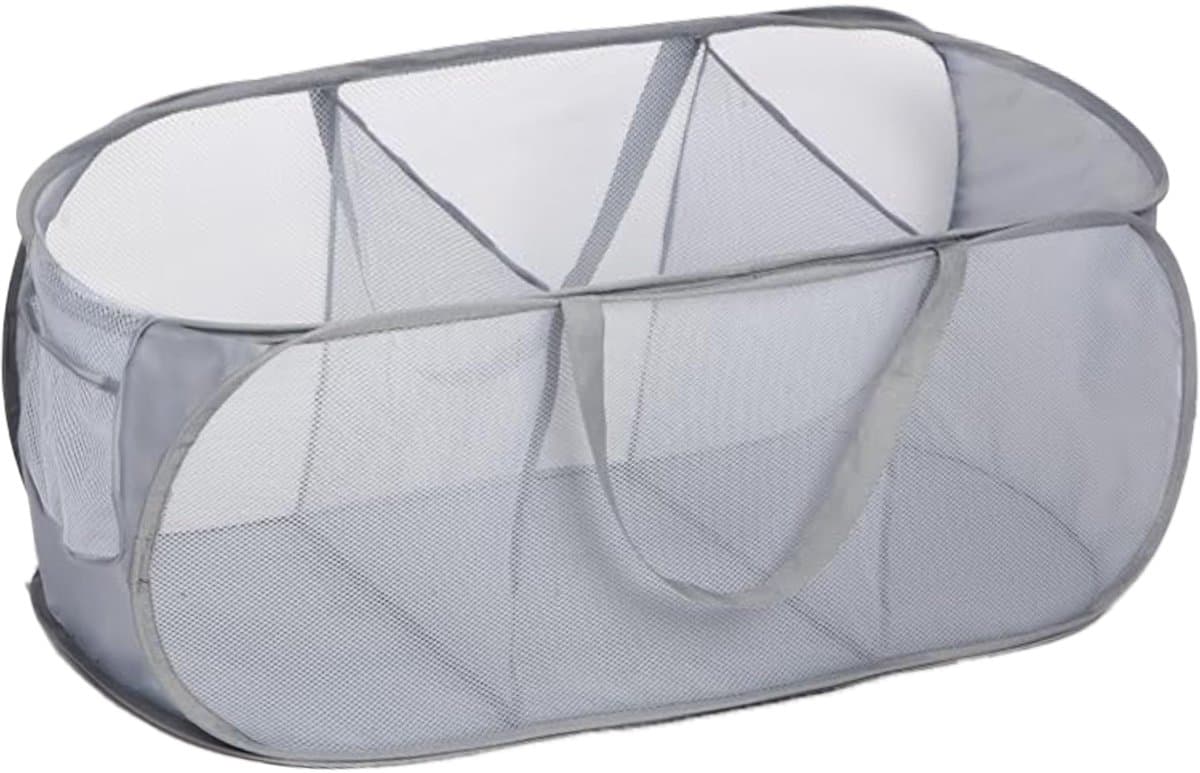 Opvouwbare wasmand (36 x 36 x 80 cm) met handvat - Opvouwbare wasmand - Opbergmand voor kinderkamer, camping en reizen (grijs, 100 ml, 1 stuk) — afbeelding 1