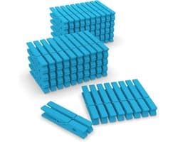 Houten Wasknijpers - Kleine Sluitspelden - Ambachten Decoratie - Duurzaam Natuurlijk Materiaal - 6.5 cm - Blauw