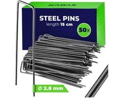 KADAX grondanker 150 x 40 mm, 50 stuks, grondanker van verzinkt staal, grondhaken voor het veilig bevestigen van onkruiddoek, haringen voor gazongrids, grondnagels (zwart)