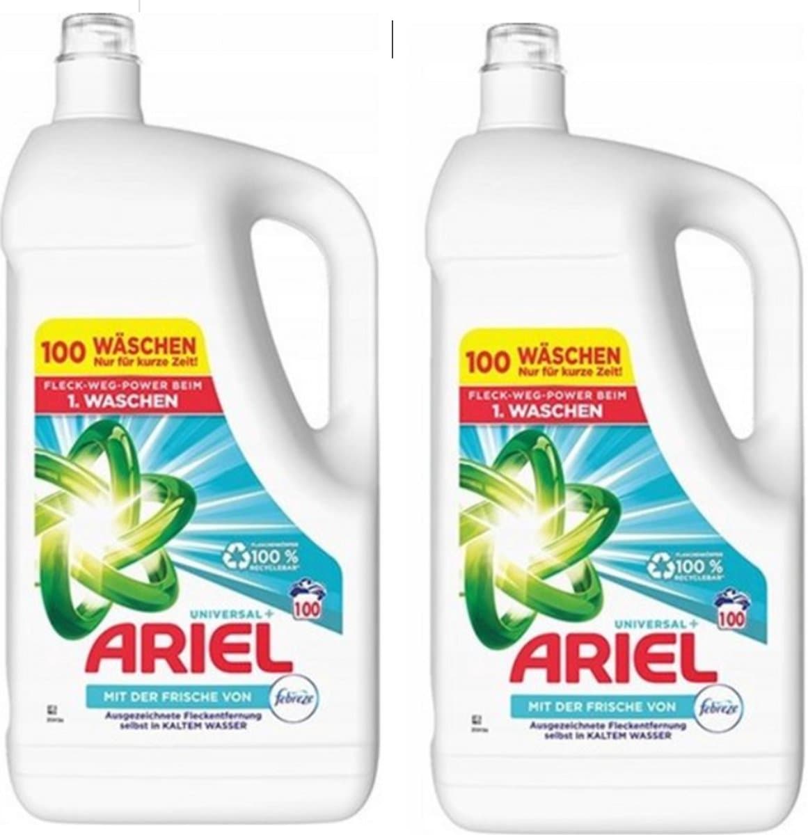 2x Ariel Febreze vloeibaar wasmiddel 100 wasbeurten — afbeelding 1