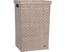 Handed By - Wasmand met deksel - Opbergmand - 81 liter - Cube XL - lichtbruin met beige patroon — afbeelding 1