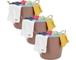 Excellent houseware flexibele wasmand - 3x - oudroze - 27 liter - kunststof - 42 x 40 x 35 cm
