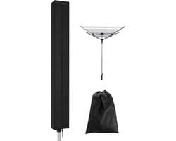 Droogmolenhoes - Beschermhoes - Droogmolen Hoes Universeel - Roterende Waslijn Afdekking Waterdichte Stof - 165x16x16 cm - Heavy Duty Roterende Waslijn Afdekking met Rits - Beschermende Weerbestendige Beschermhoes voor Tuindroger en Droogrek - Zwart — afbeelding 1