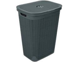 Wasmand 'Hessian' met deksel - 60 Liter - Box - Antraciet - Ventilatie — afbeelding 1