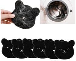 6 stuks - Wasspons Huisdier - Haarverwijderaar Wasmachine - Herbruikbaar & Efficiënt - Katten- & Hondenhaar Verwijderaar voor Wasmachine en Droger - Anti Pluis & Haaropvang(zwart)