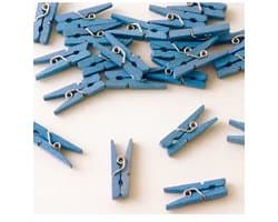 Mini Knijpers Blauw – 24 stuks – Decoratieve Houten Knijpertjes voor Babyshower & Geboorte – Fotolijn, Kaarten & Versiering – 3,5 cm — afbeelding 1