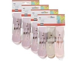 Gerimport handdoek knijpers - set 12 stuks - pastel tinten - 8 x 12 x 12 cm - kunststof