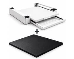 ProductXpert Stacko™ - Stapelkit & Anti Trillingsmat voor Wasmachine en Droger - Tussenstuk - Uitschuifbare Plank met Handdoekhouder - Wit - AntiSlip - Geluidsdempende Antislip Mat - 620 x 620 x 10 mm