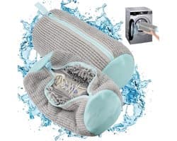 Schoenwaszak - Grijs - 39 x 19 cm - Met 360° Reinigingsfleece - Voor Gym- en Sportschoenen