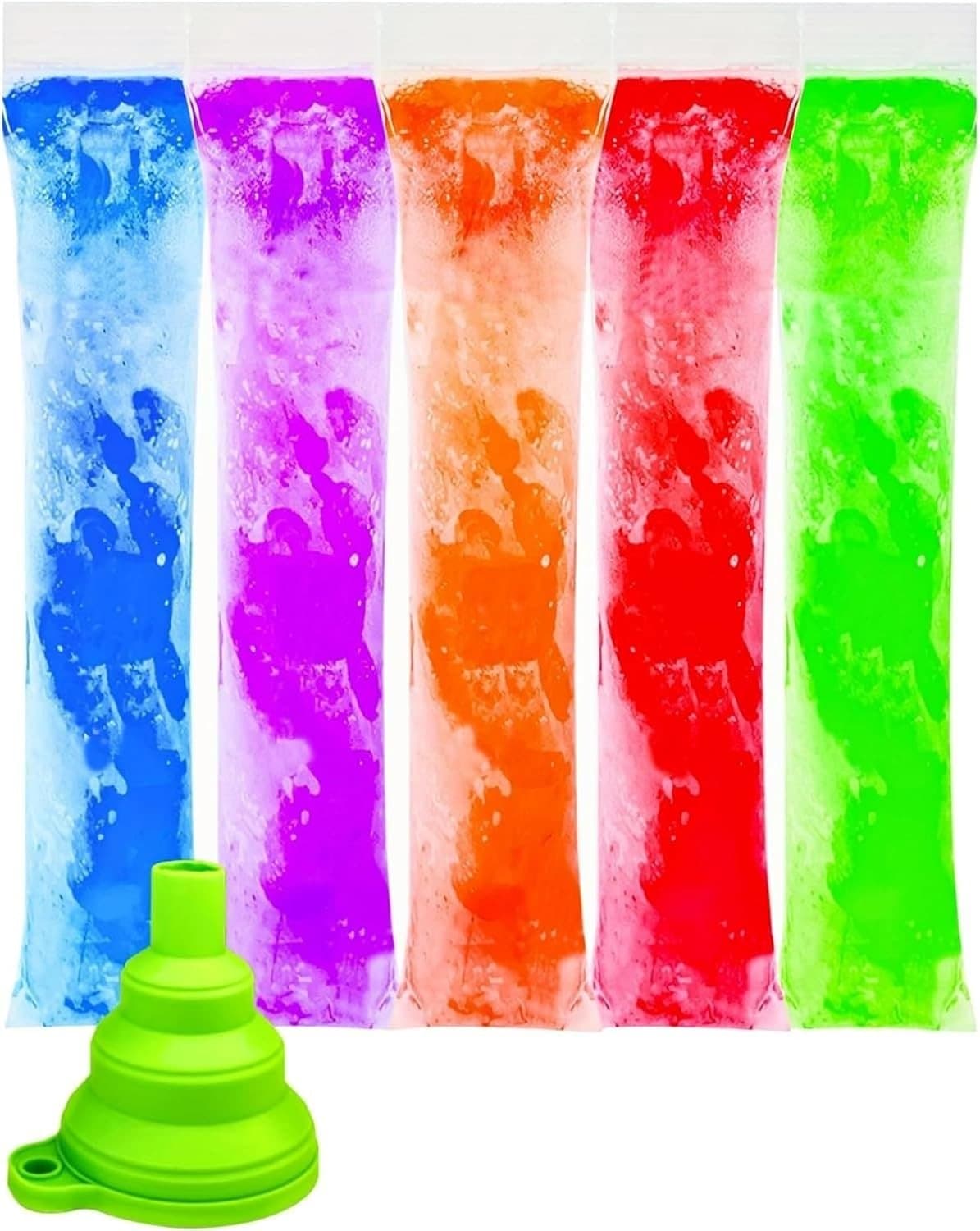 Ijszakjes voor Ijslolly's - Transparant - 5,5 x 28 cm - Herbruikbare Ijsvormen met Trechter - Voor Zelfgemaakte Snacks — afbeelding 1