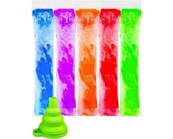 Ijszakjes voor Ijslolly's - Transparant - 5,5 x 28 cm - Herbruikbare Ijsvormen met Trechter - Voor Zelfgemaakte Snacks