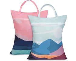 Reiswaszakken Set van 2, Ideaal voor Sport, Vakantie en Camping - Met Rits voor Vuile Kleding, Roze en Zwart