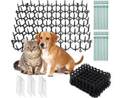 SnelShoppen - 15 Stuks Doornrooster tegen Katten 20x15cm, Kattenwering Mat met U Vormige Grondankers, Spikes Dierbarrière voor Tuin en Buitenruimte