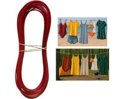 Waslijn 2 mm extra sterk met stalen kern en pvc-ommanteling, perfect voor huis, tuin, camping (rood, 2000 cm)
