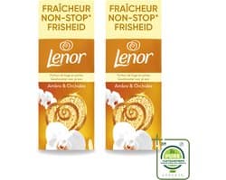 2 x Lenor – Geurbooster – Amber & Orchidee – 12 Wasbeurten – 155 g - Grootverpakking - Vaatwasstrips - Geurparels - Wasgeur - Luxegeur - Orchidee - Vanille