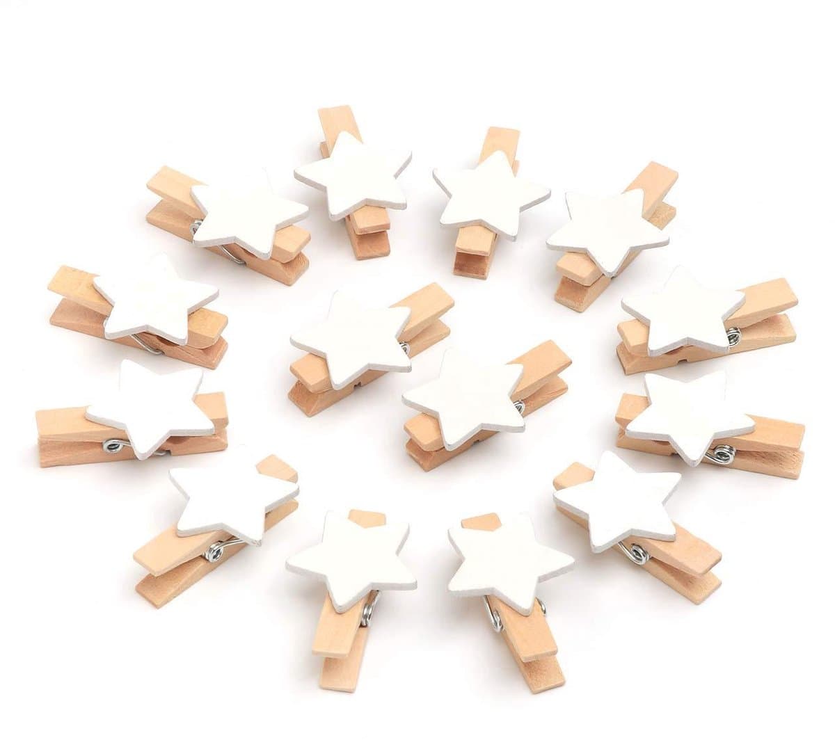 Houten wasknijpers ster - Christmas - 35 mm - 100 stuks - Bruin — afbeelding 1