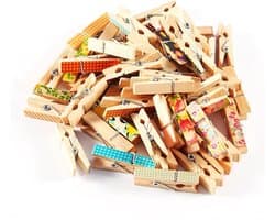 100 Stuks Mini Houten Waslijn Knijpers – Kleurrijk Geschilderde Plankjes voor Foto's & Knutselen — afbeelding 1