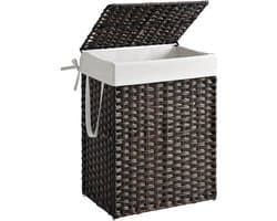 Unyqoos® Grote opvouwbare wasmand van synthetisch rotan met deksel en handgrepen