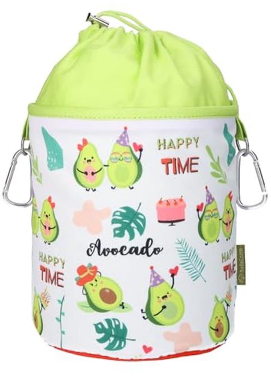 Draagbare wasknijperzak met karabijnhaken en trekkoordsluiting - Avocado design — afbeelding 1