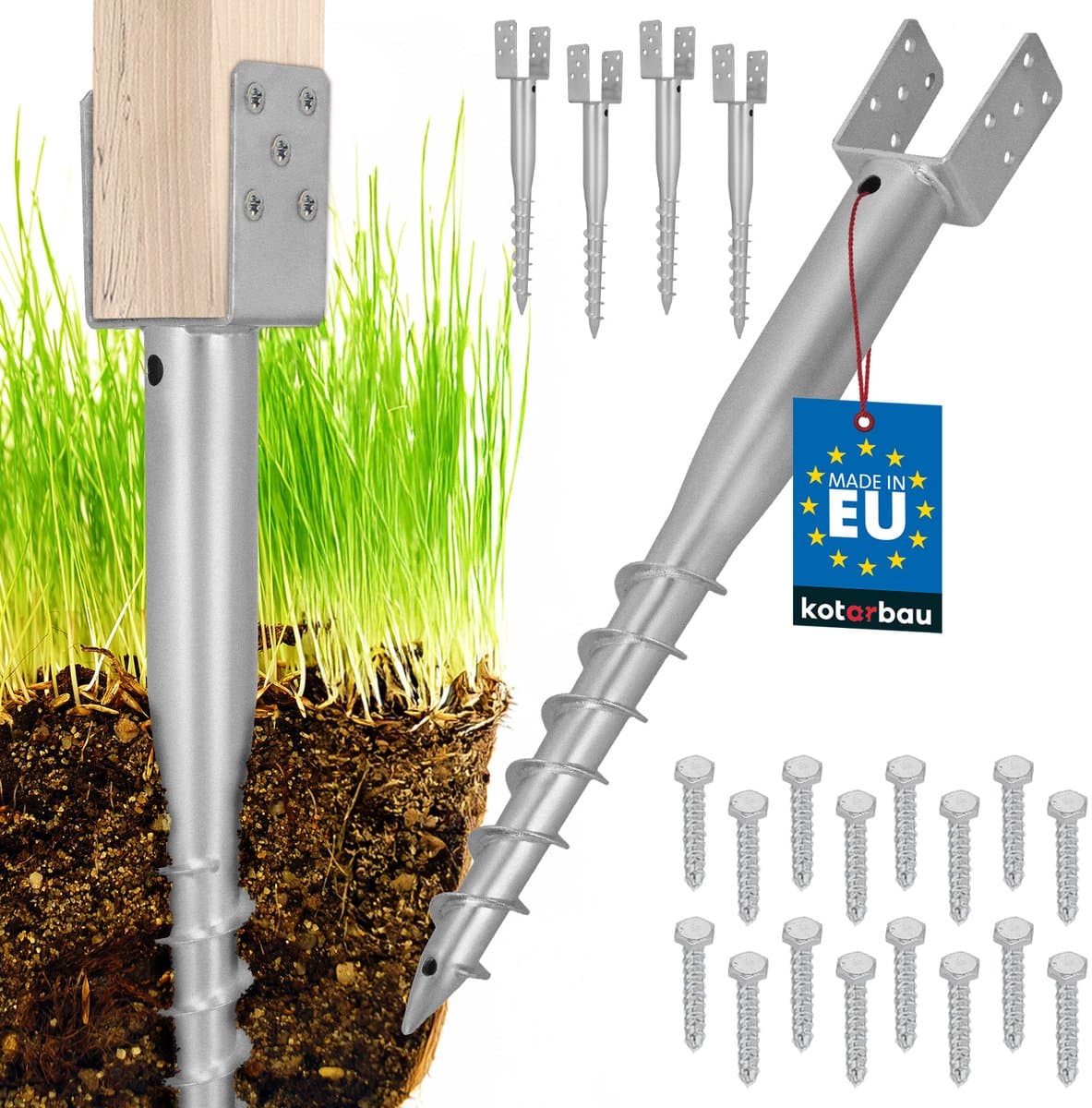 KOTARBAU - Stalen Grondanker - 81 x 710 mm - Schroefmontage - Set van 4 — afbeelding 1