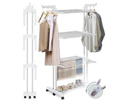 BAUER & MEYER® - Droogrek - Inklapbaar Wasrek - Incl. 20 wasknijpers - Droogtoren - Wastoren - 173 x 75 x 63 cm - Wit — afbeelding 1