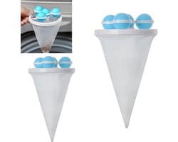 2 stuks wasmachinehaaropvangfilter - Herbruikbaar ontwerp - Wasmachinehaarzak - Filterzak voor pluisjes en schilfers - 17,5*9,2 cm - Geschikt voor het filteren van haar en schilfers in wasmachines - Blauw.
