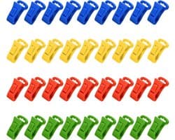 36 Sokkenklemmen met Ophanghaken - Multifunctionele Kledingklemmen - Geen Buigen Nodig - Voor Wasmachine en Wasdroger - Rode, Blauwe, Gele en Groene Kleuren - Voor Sokkenorganisatie en Orde