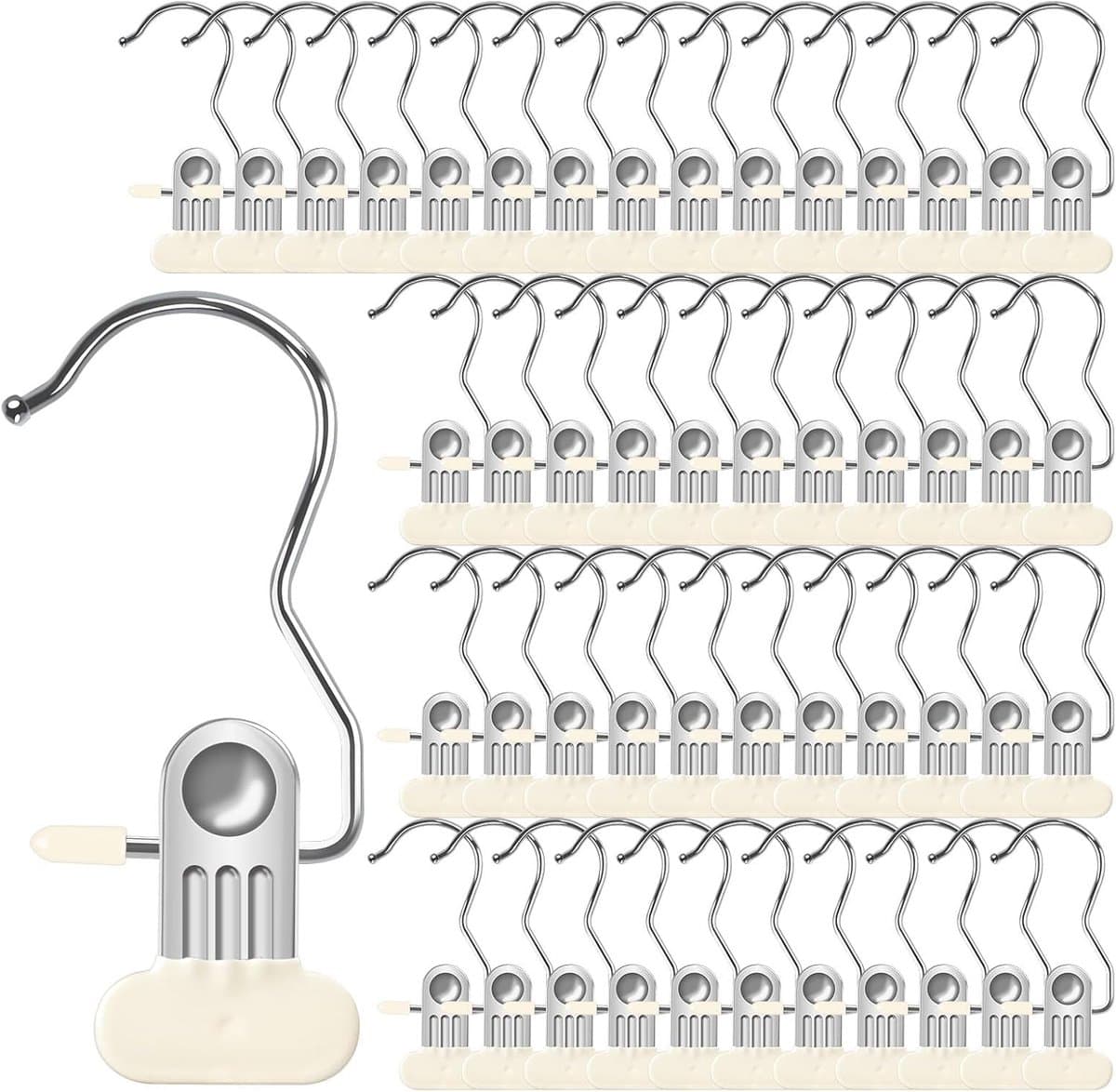 48 Stuks - RVS Wasknijpers - Winddichte Wasknijpers - Houders - Metalen Handdoekclips - Ophangklemmen - Handdoekclips - Handdoekklem - Handdoeklusjes met Clip - Beige — afbeelding 1