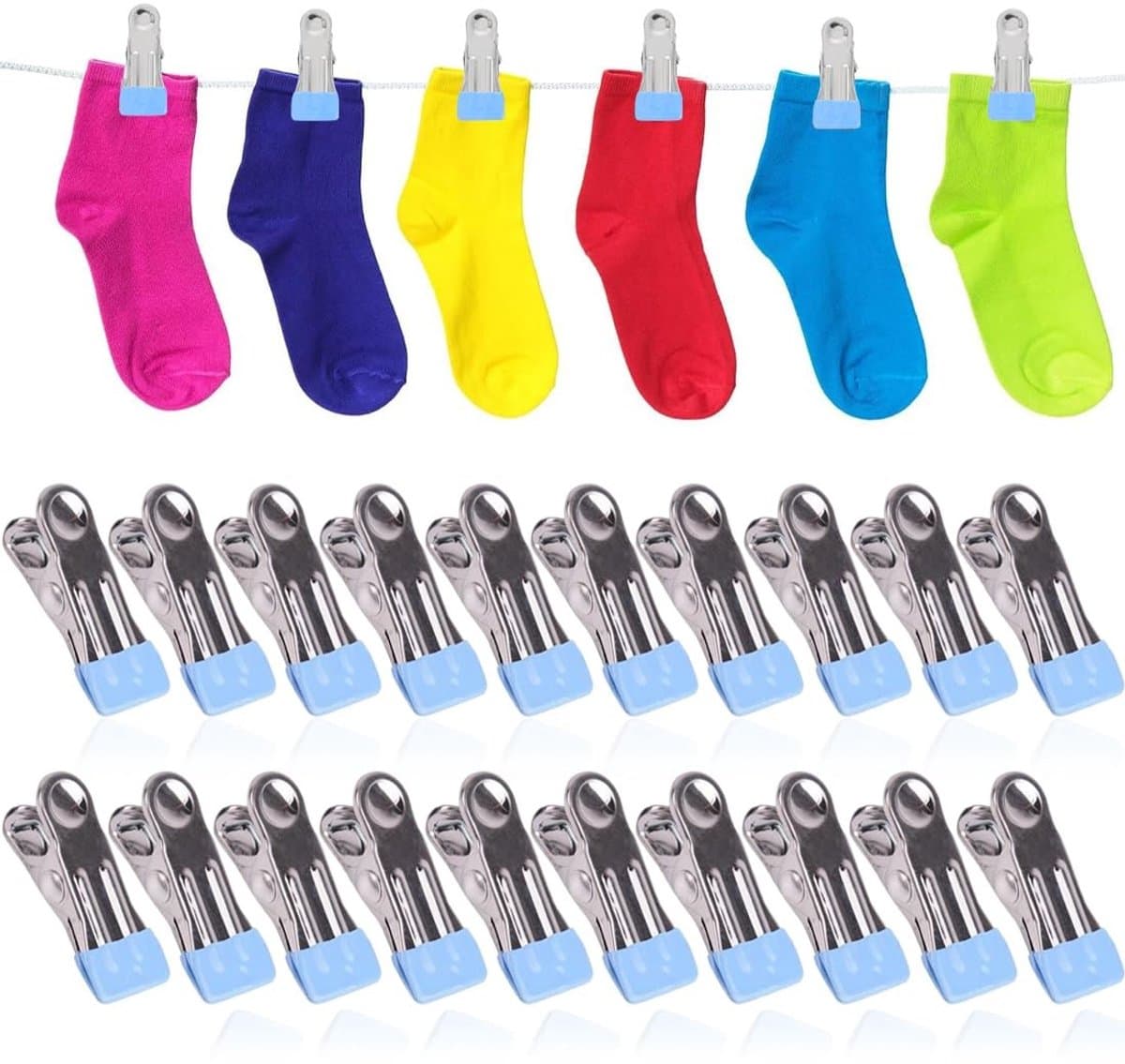 Solidchoice- Handdoekclips 20 Stuks - Roestvrij Staal - Antislip Tanden - Corrosiebestendig - Sterke Grip - Multifunctioneel - Wasknijpers — afbeelding 1