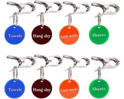 PandaHall 8 stuks wasmand bord 4 stijlen beddengoed ophangen drogen etiketten clips handdoeken verloren sokken borden display wasruimte tags voor badkamer kast classificatie wasgoed