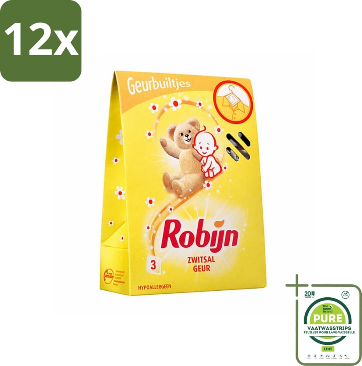 Robijn Geurbuiltjes Zwitsal 3 stuks per verpakking - Voordeelverpakking - 12 stuks - Zwitsal geur - Babygeur — afbeelding 1