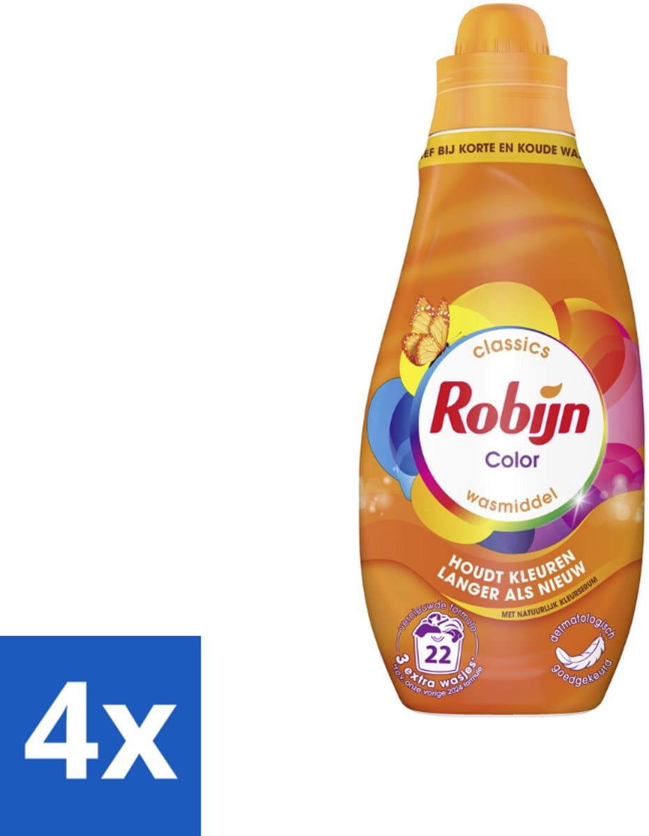 4 x Robijn – Vloeibaar Wasmiddel – Klein & Krachtig Classics Color - 665 ml - Kleurbehoud - Kleurherstel - Kleurserum - Wasmiddel Kleur - Wasmiddel Voor Gekleurd Was — afbeelding 1