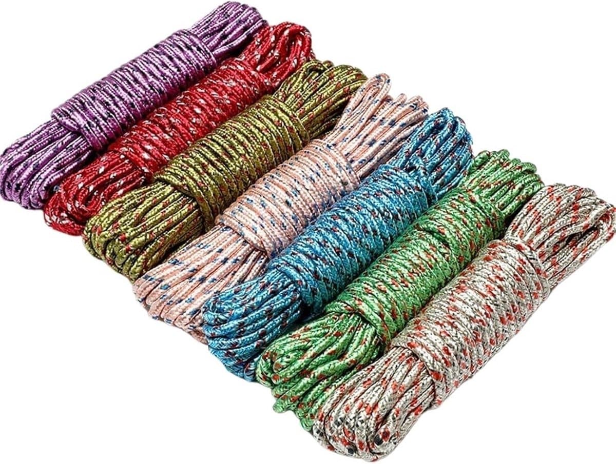 Antislip Waslijn - Winddichte Kledinglijn - Buiten Drogen - 2 Stuks Set - 900 cm Lengte - Willekeurige Kleur — afbeelding 1