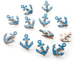 12 stuks kleine blauw-witte scheepsankers decoratieve klemmen 5,5 x 4,5 cm ... decoratieve klemmen houten klemmen mini-wasknijpers als maritieme decoratie voor bruiloft, kinderverjaardag ...
