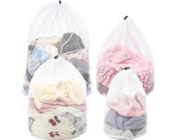 Wasmachine wasnetten set van 4 - Waszakken met koordstopper voor beddengoed, kleding en dekens, ideaal voor alle maten en soorten wasgoed